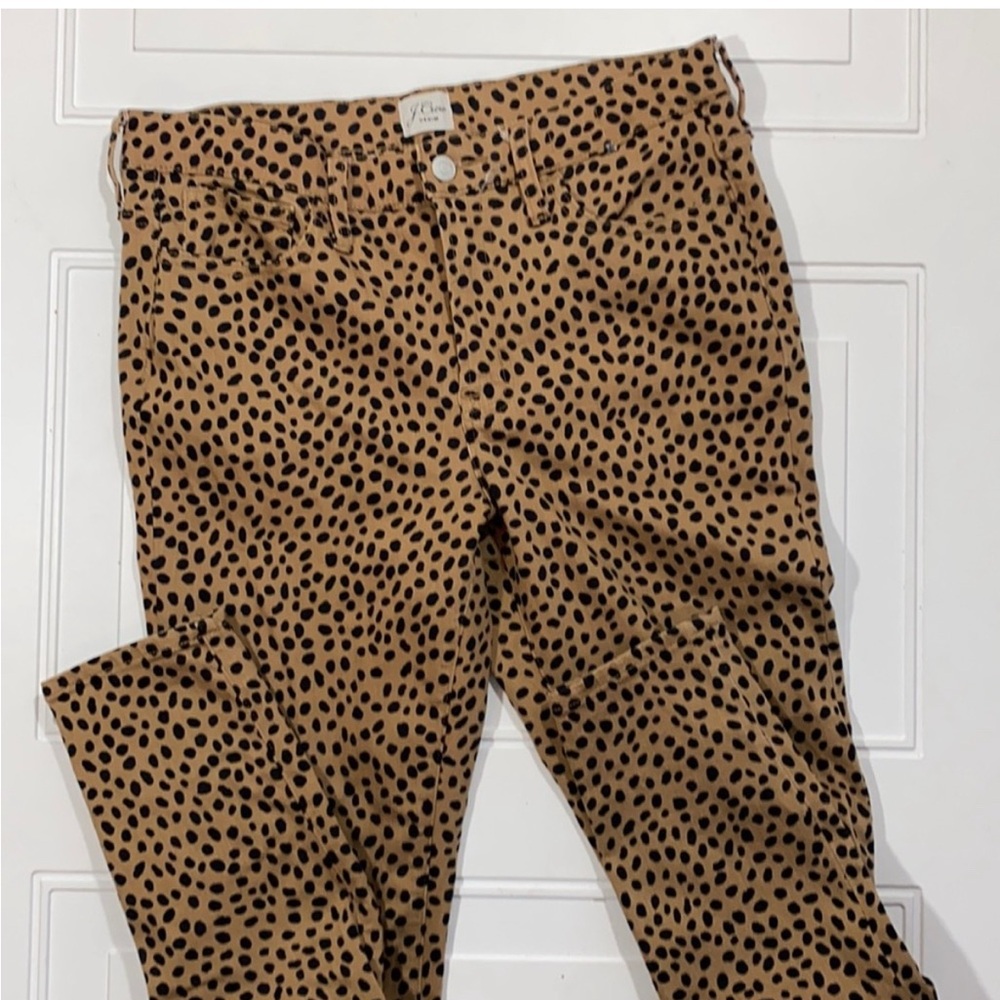 J.Crew‎ 9" High-Rise Toothpick Skinny Jeans in Leopard Dot Animal Print Size 29 - Picture 2 of 8
